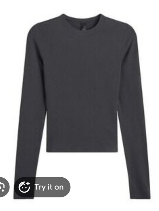 SKIMS Tops - Skims Womens Dark Gray Waffle Knit Long Sleeve Shirt Size Small